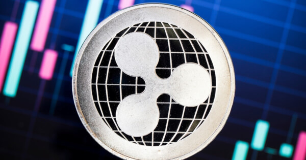 Ripple on market candlesticks background