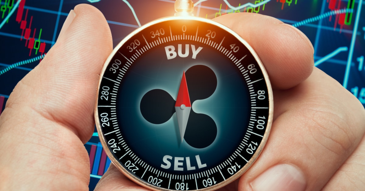 Ripple on a compass indicating to buy or sell 